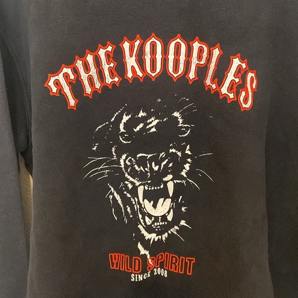 The Kooples Screen Printed Black Crewneck Leopard Sweatshirt - Picture 6 of 10
